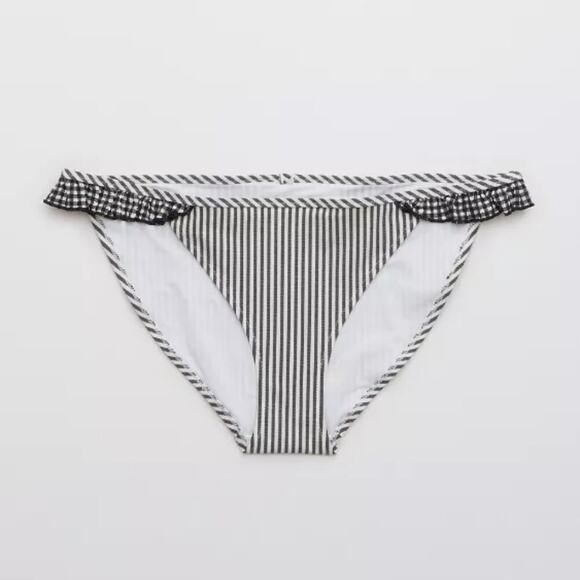 Aerie Seersucker Ruffle Bikini Bottom Striped with Gingham‎ Ruffles Size XXS NWT - Picture 3 of 11